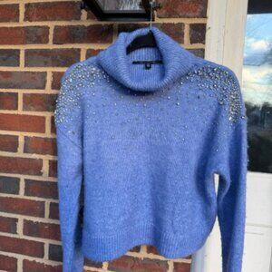 NWOT White House Black Market Embellished Oversized Turtleneck Sweater, XS